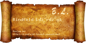 Bindfeld Lóránt névjegykártya